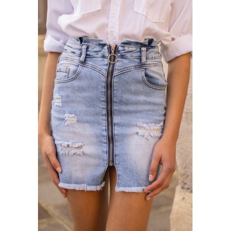 [P101] Jeansowa spódniczka z zamkiem