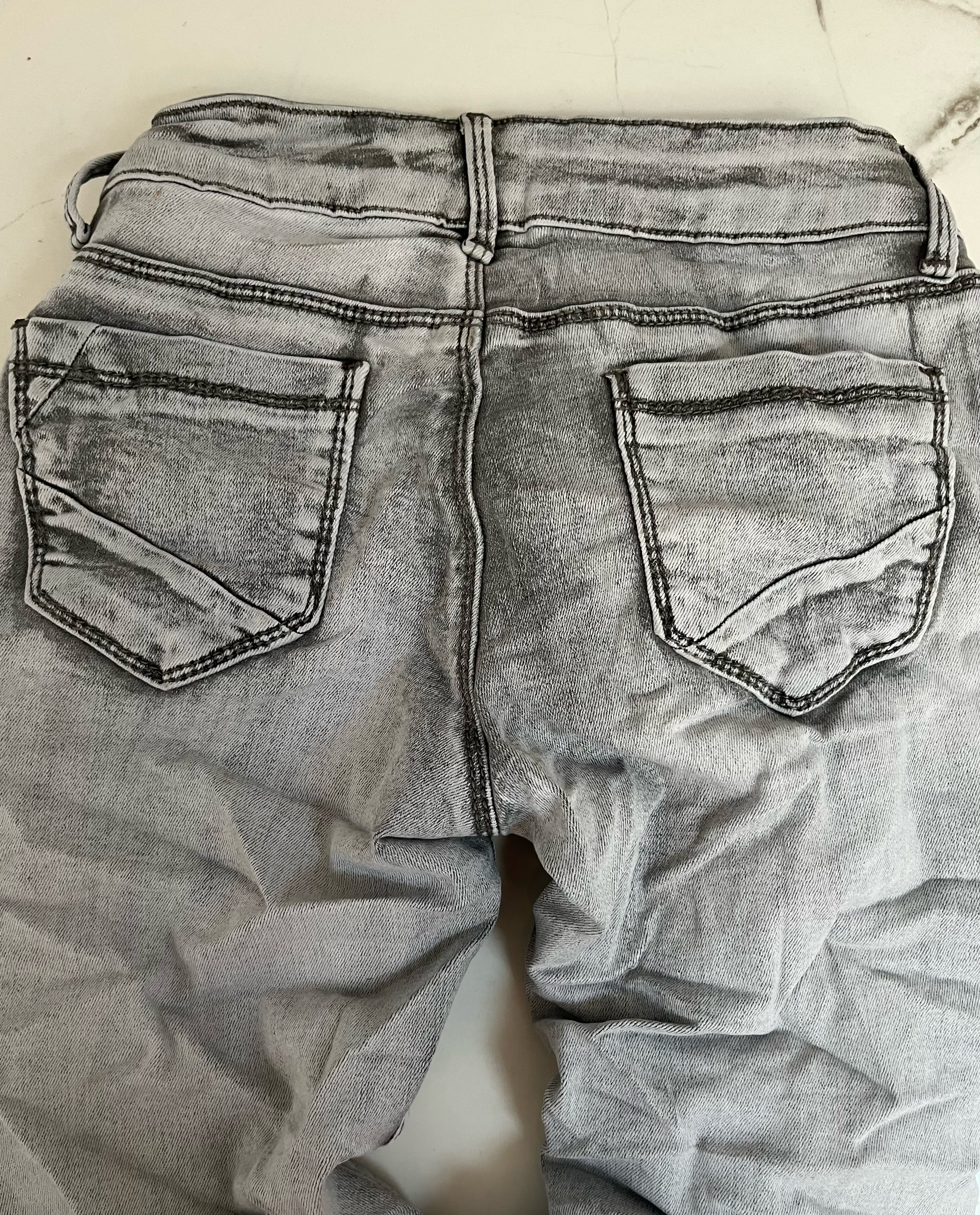 [W660] Szare jeansy z niskim stanem