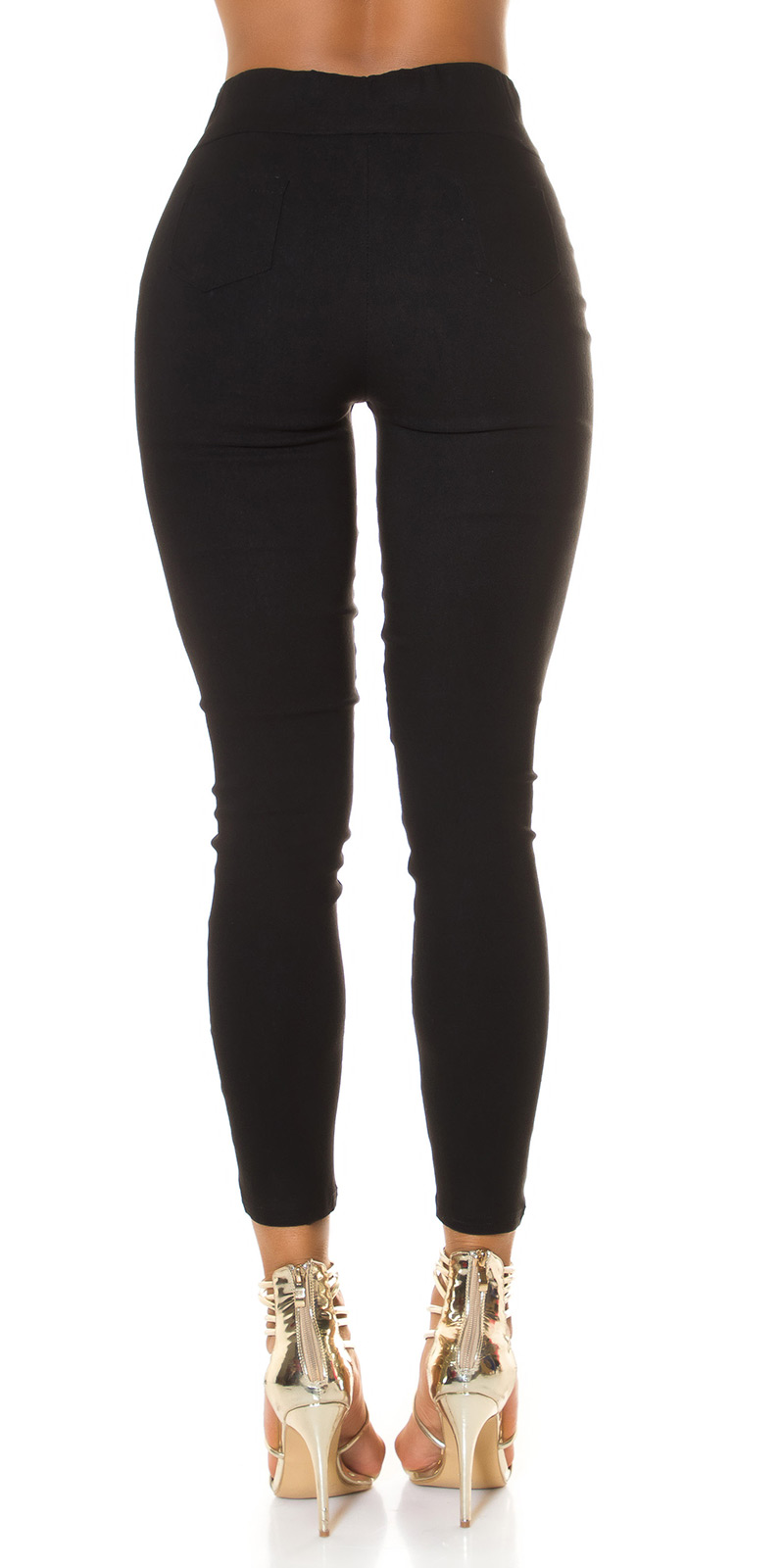 [W713] Czarne eleganckie legginsy/spodnie z guzikami